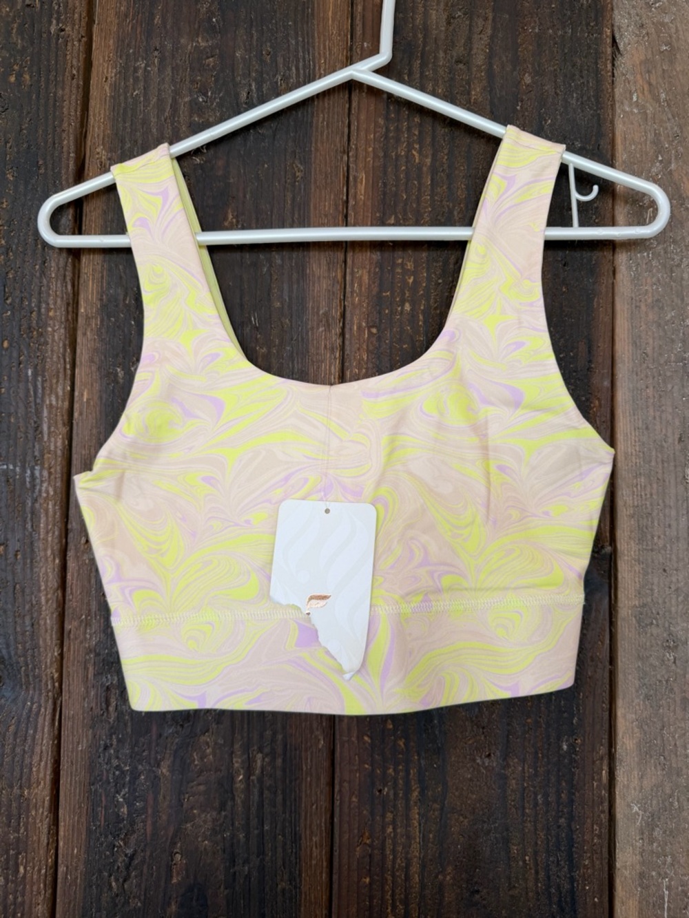 Fabletics Pastel Swirl Crop Tank - Yellow & Lavender